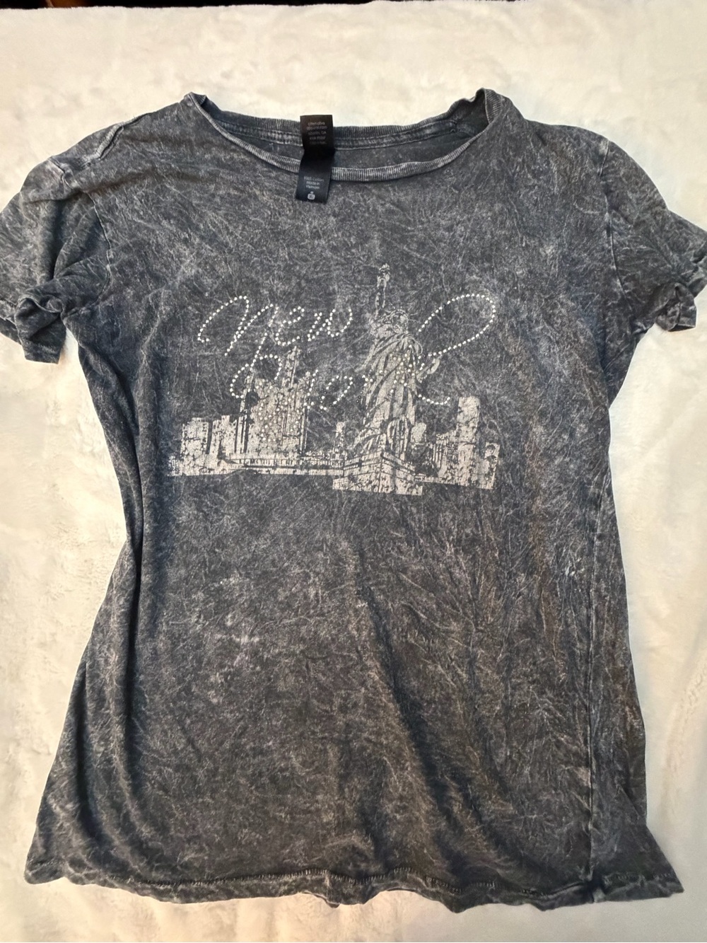 Alternative Washed Black Short Sleeve Tee with New York Graphic